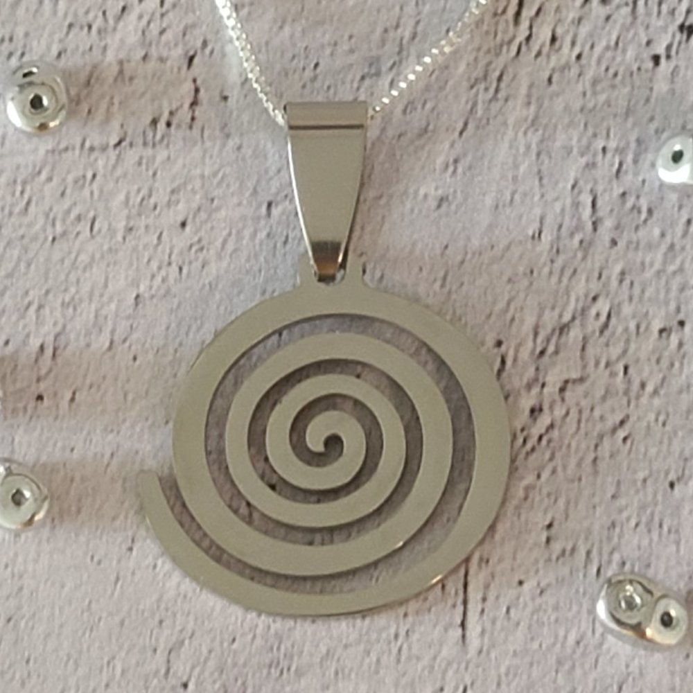 Stainless Steel Swirl Pendant on a Silver Chain